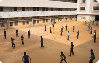 Students playing in the school courtyard